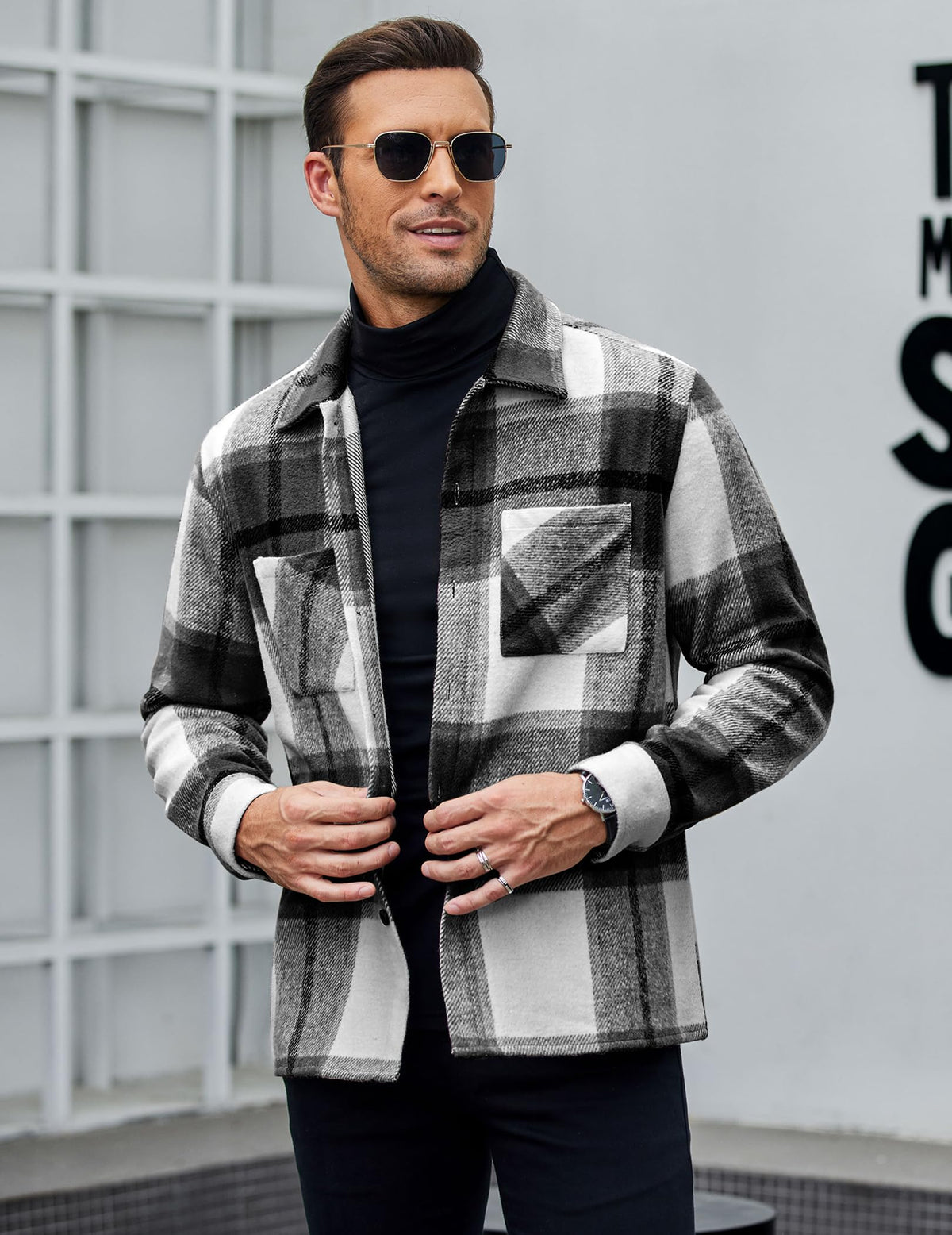 COOFANDY Sobrecamisa Hombre a Cuadros Chaqueta Leñador Casual