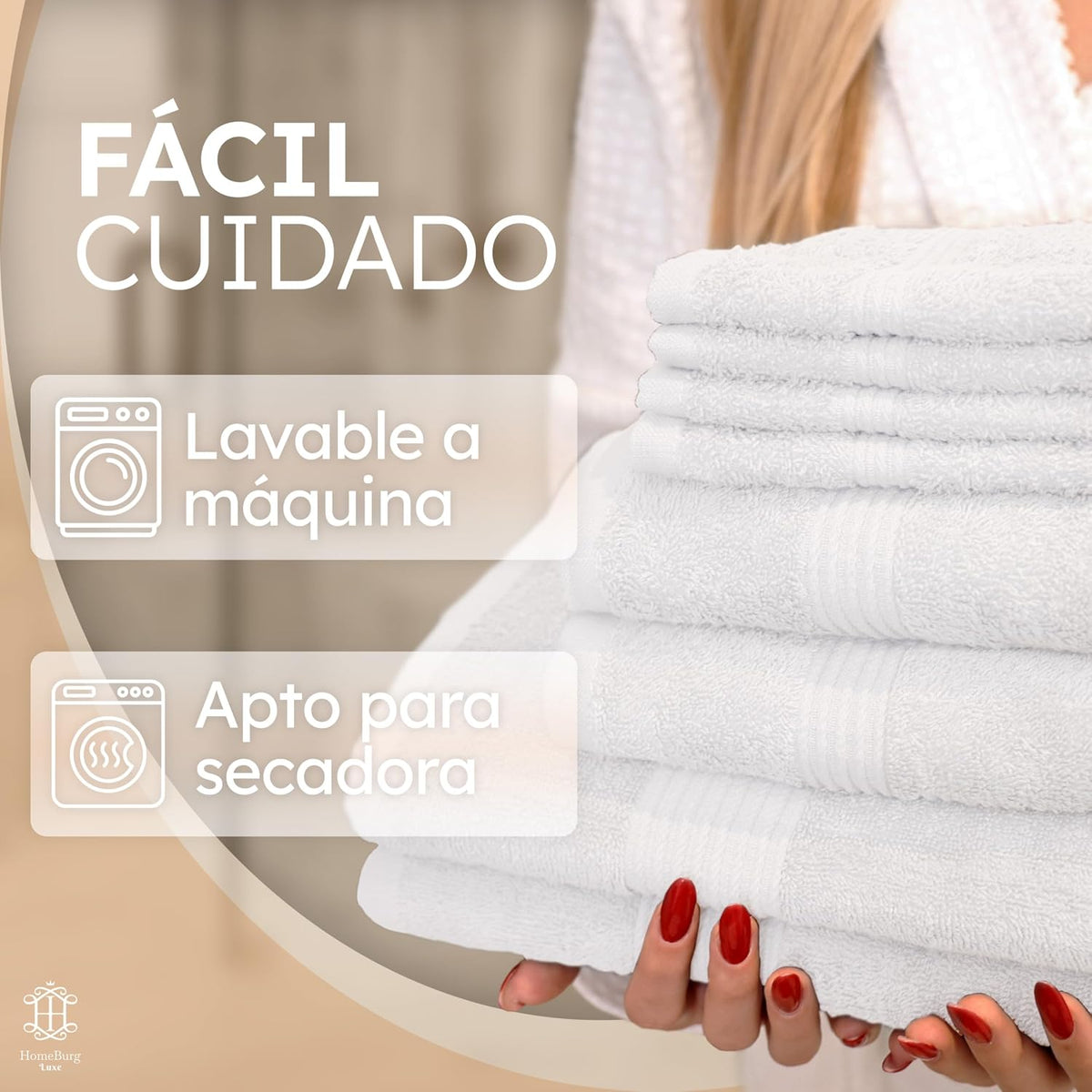 Luxe Set de Toallas 100% Algodón - 8 Piezas, 3 tamaños (30×30, 40×70 y 65×137 cm) - Suaves, absorbentes y de fácil Cuidado, Blanco