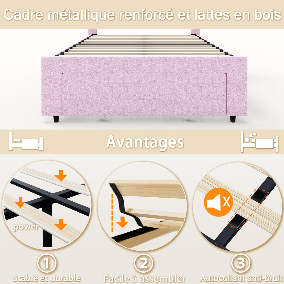 Armazón de Cama de Cuero 140x200cm con luz LED, Blanco
