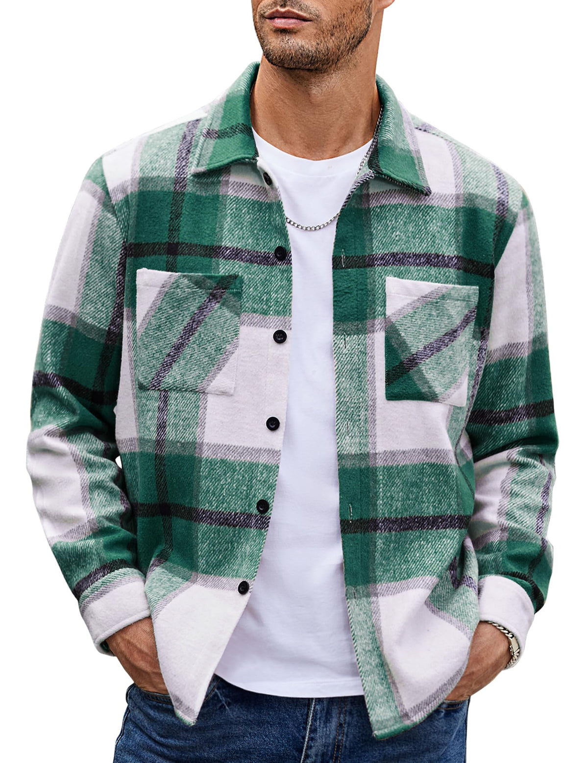 COOFANDY Sobrecamisa Hombre a Cuadros Chaqueta Leñador Casual
