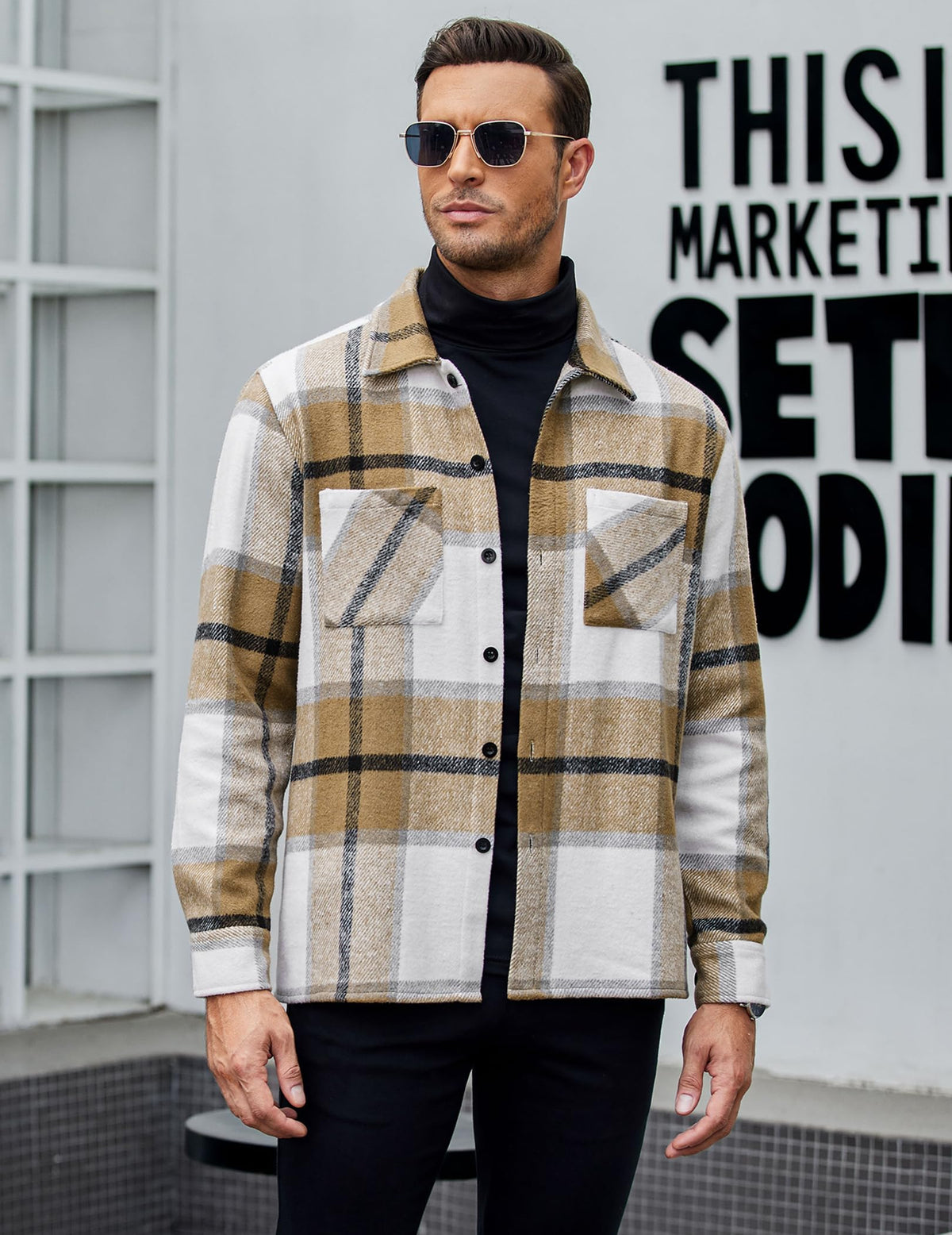 COOFANDY Sobrecamisa Hombre a Cuadros Chaqueta Leñador Casual