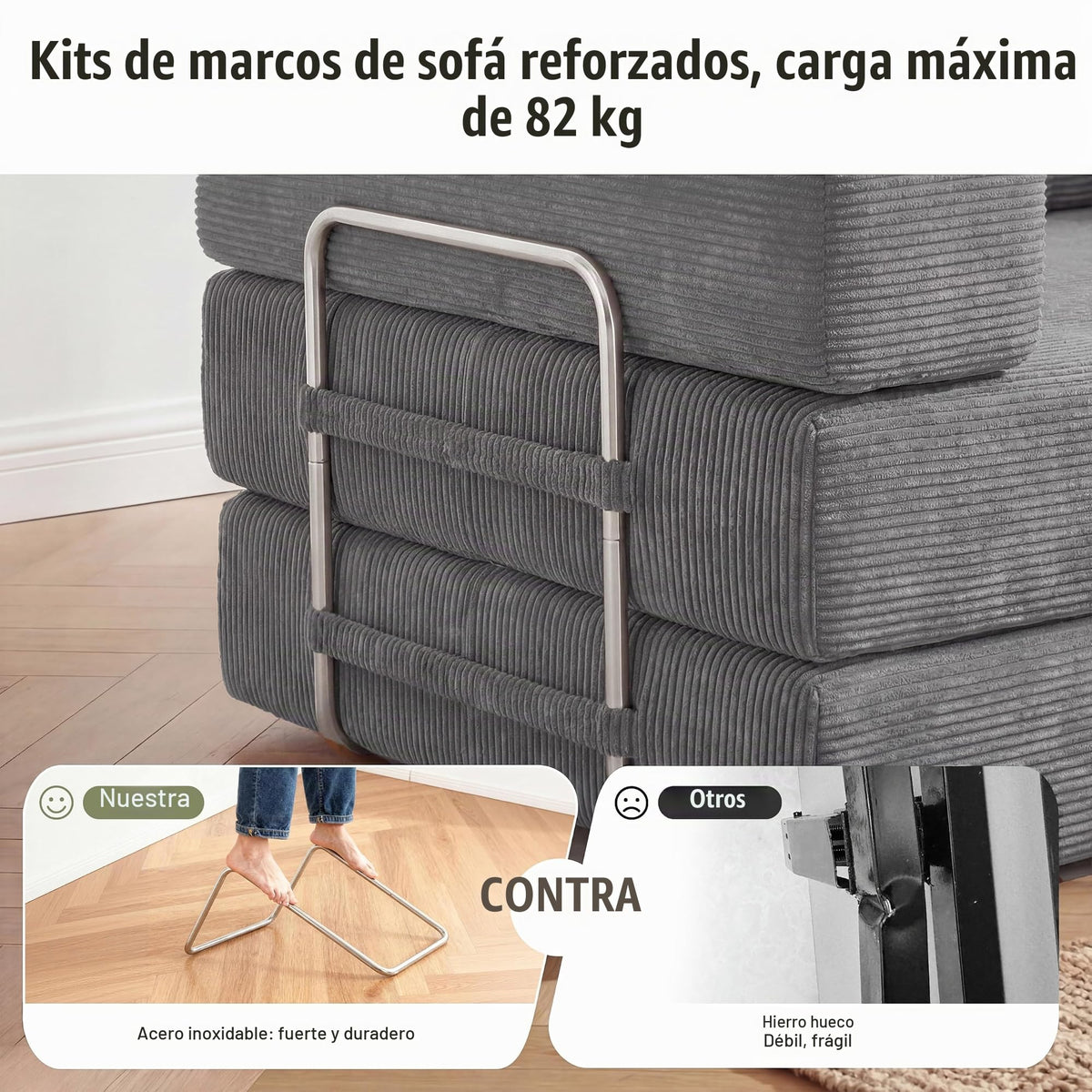 Vipbear Sofá Cama Pana 200×100×70 cm, sofá de Suelo transformable 5 en 1, Espuma de Alta Densidad, Apto para Mascotas y ergonómico, sin Montaje, Verde