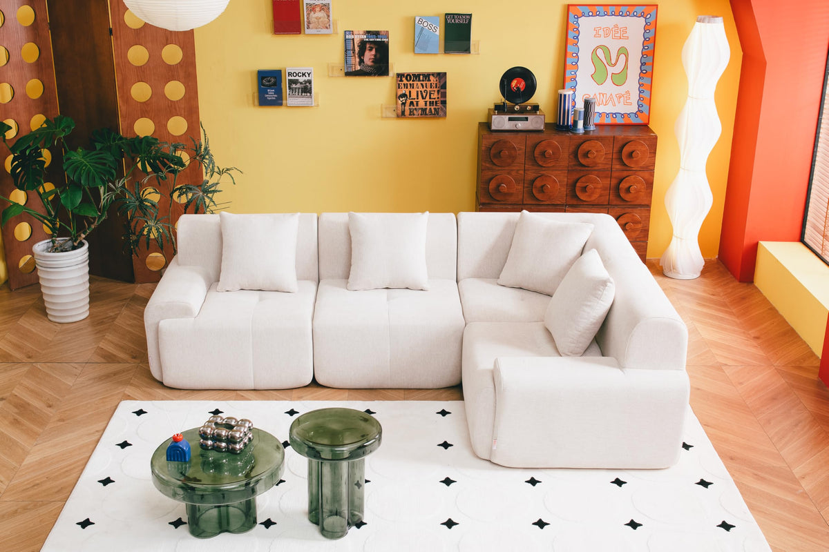 Sofá Modular 3 plazas con Chaise Longue, tapizado en Chenilla, Fundas de Cojines desenfundables (Gris Mineral, 3 plazas con Chaise Longue)