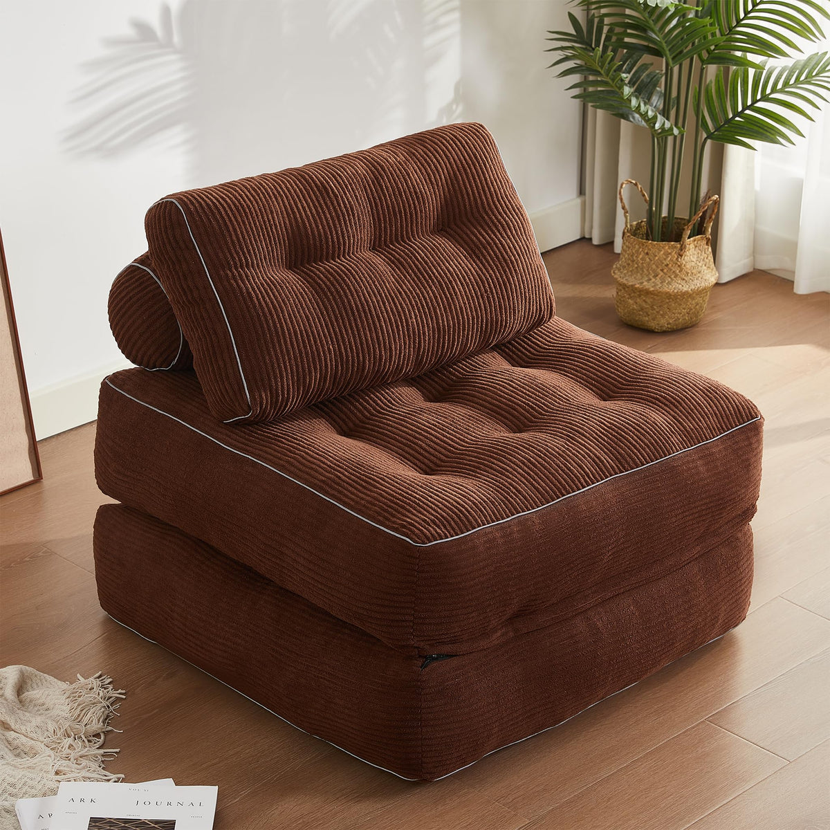 Sofá Convertible 4 en 1, Sofá Cama 1 Plaza, Pana, Negro