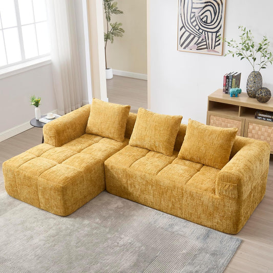 Soweiz Sofá L, seccional de 3 plazas, sofá con chaise longue y reposabrazos, 3 cojines, bolsillo lateral para mando a distancia, 250 x 158 x 60 cm