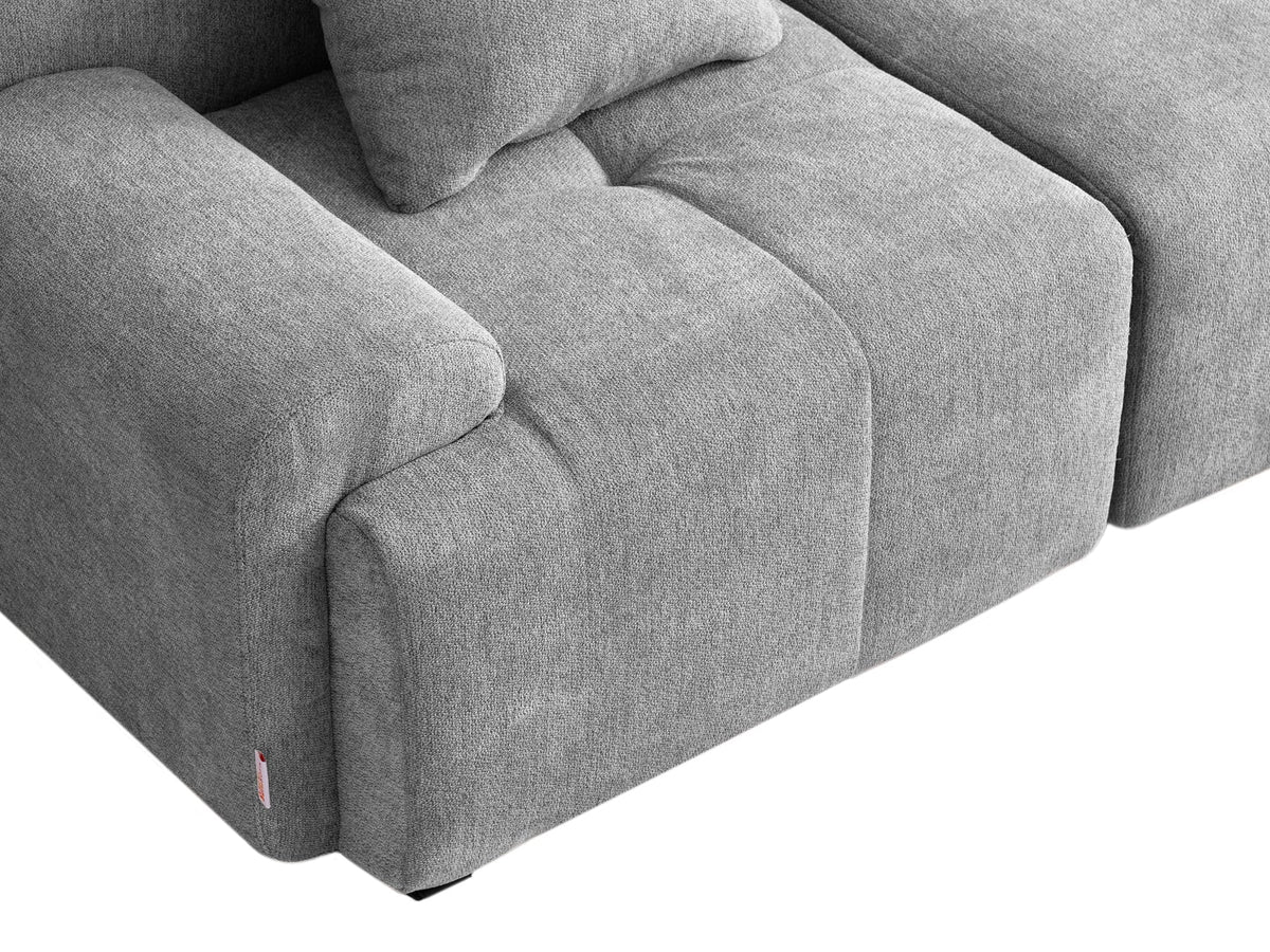 Sofá Modular 3 plazas con Chaise Longue, tapizado en Chenilla, Fundas de Cojines desenfundables (Gris Mineral, 3 plazas con Chaise Longue)