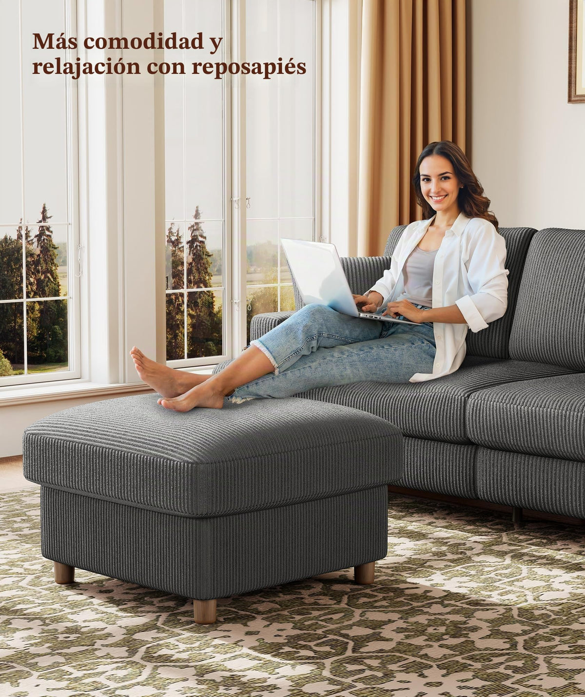 Kidirect Sofá de Pana de 3 plazas, 221 cm cómodo sofá de 53 cm Asientos Extra Profundos, sofá de salón Montaje sin Herramientas sofá Grande con 2 Cojines, sofá Moderno para Oficina,Verde Bosque