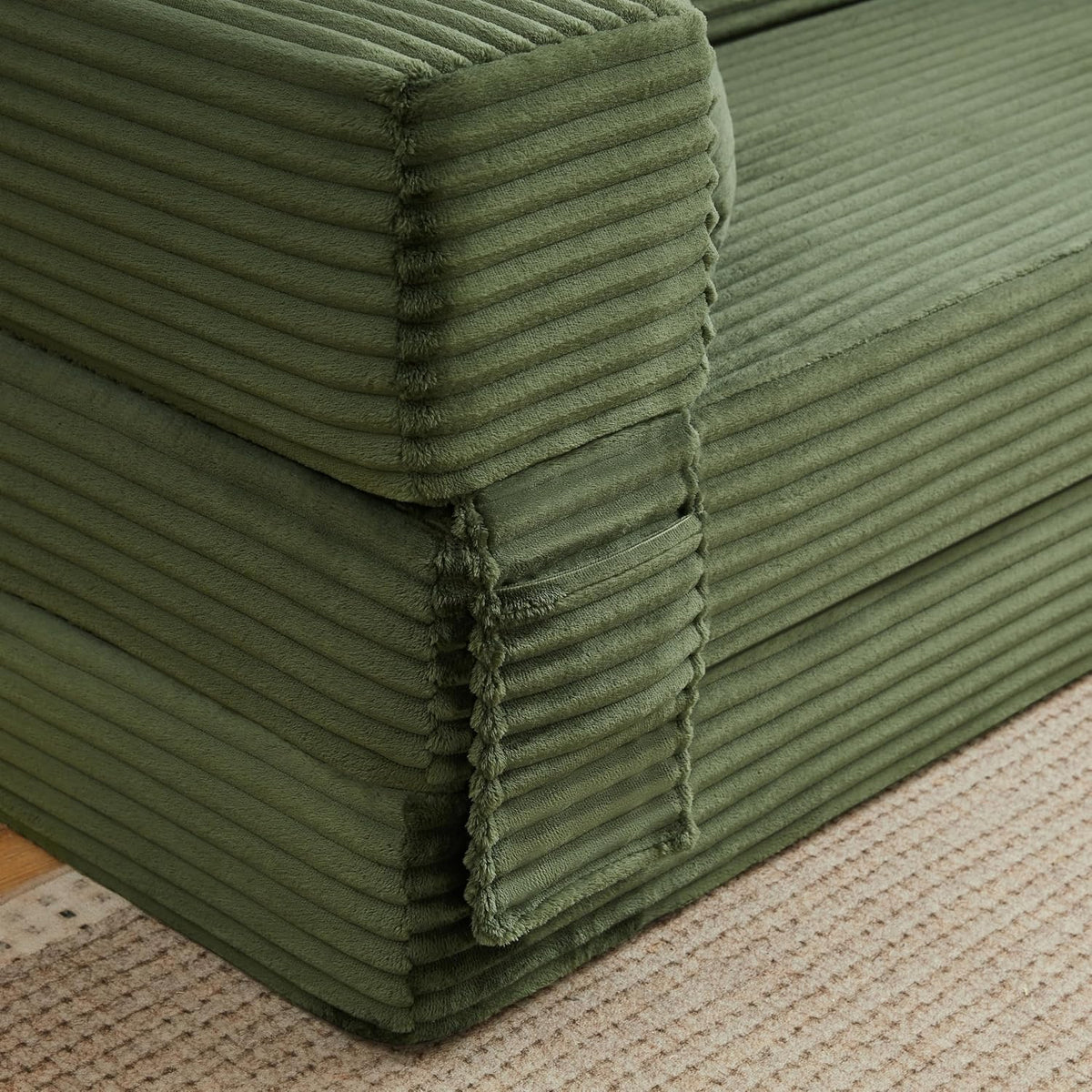 Sapgaks Sofá Convertible, Sofá Cama, Sofá 2 Plazas sin Marco, Sofá Plegable de Compresión, Diseño Cuadrado Clásico, No requiere Montaje (Verde-1)