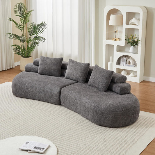 Bladez Sofá modular de 4 plazas chenilla sofá curvado en la nube gris