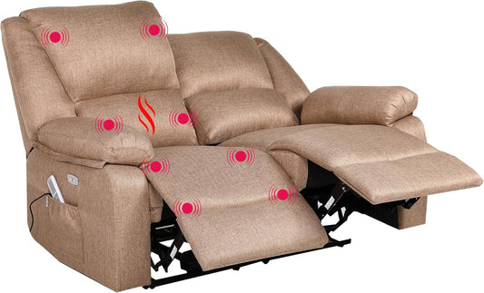 ECODE® Sofa 2 Plazas de Tela con Reclinacion Electrica y Masaje