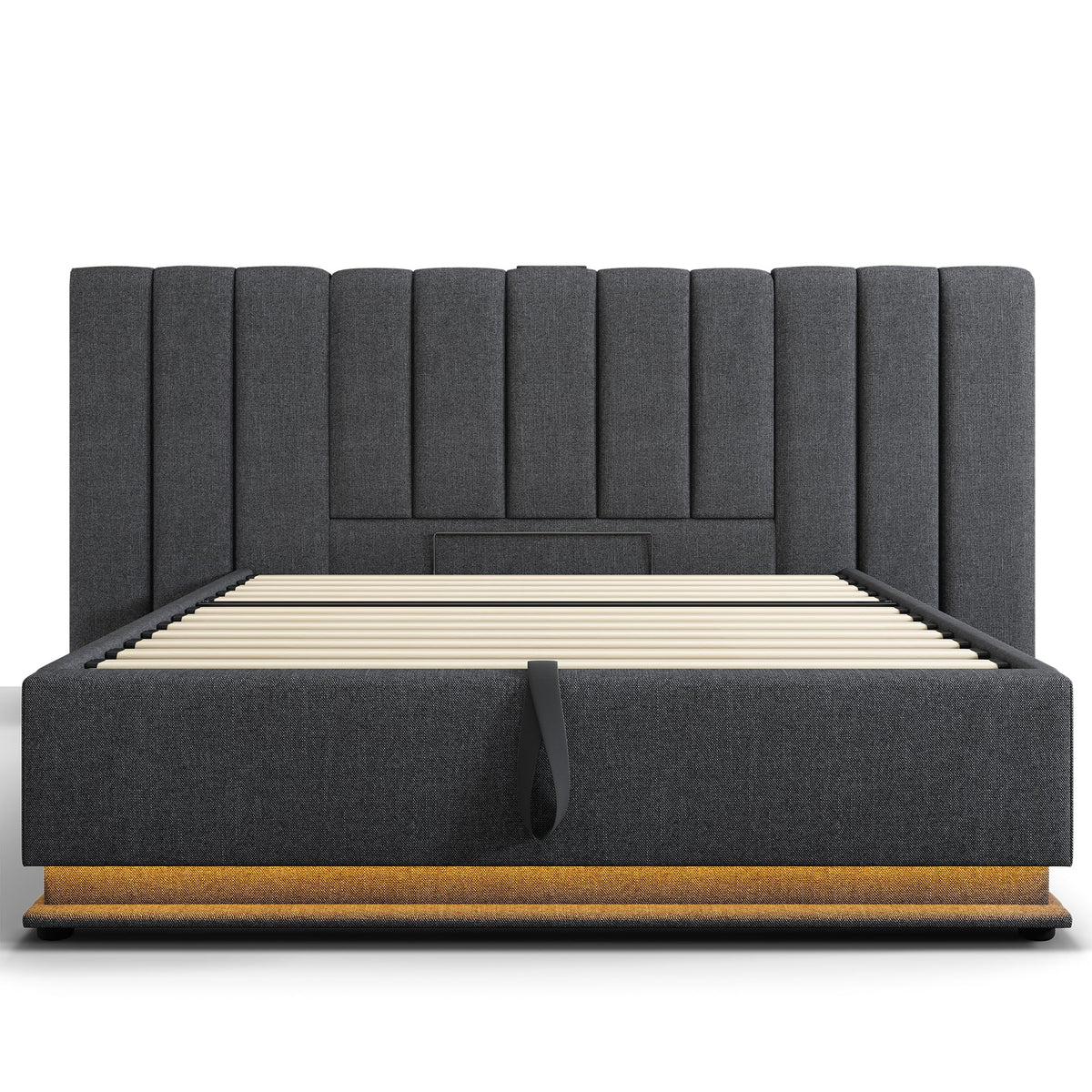 Cama tapizada 180×200cm, Cama Doble con canapé con LED y función de Carga USB-C, PU, sin colchón ni mesita de Noche (Blanco, 180 x 200 cm)