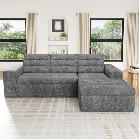 Moimhear Sofá esquinero modular en forma de L, diseño sin marco, se puede combinar libremente (gris claro)