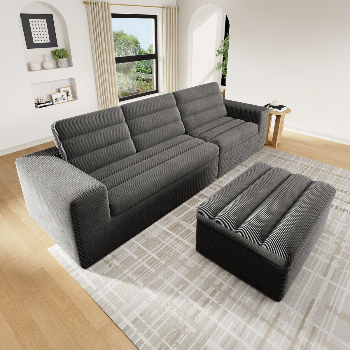 Moimhear Sofá esquinero modular en forma de L, diseño sin marco, se puede combinar libremente (gris claro)