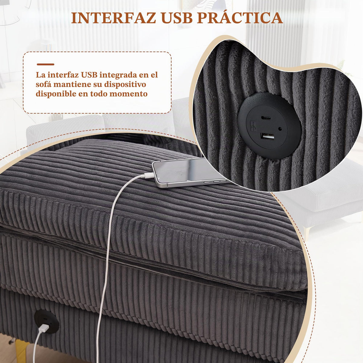 Sapgaks Sofá Seccional en U Moderno,Sofá 4 plazas,Mueble Acolchado de diseño Moderno,Tela de Chenilla (Beige)
