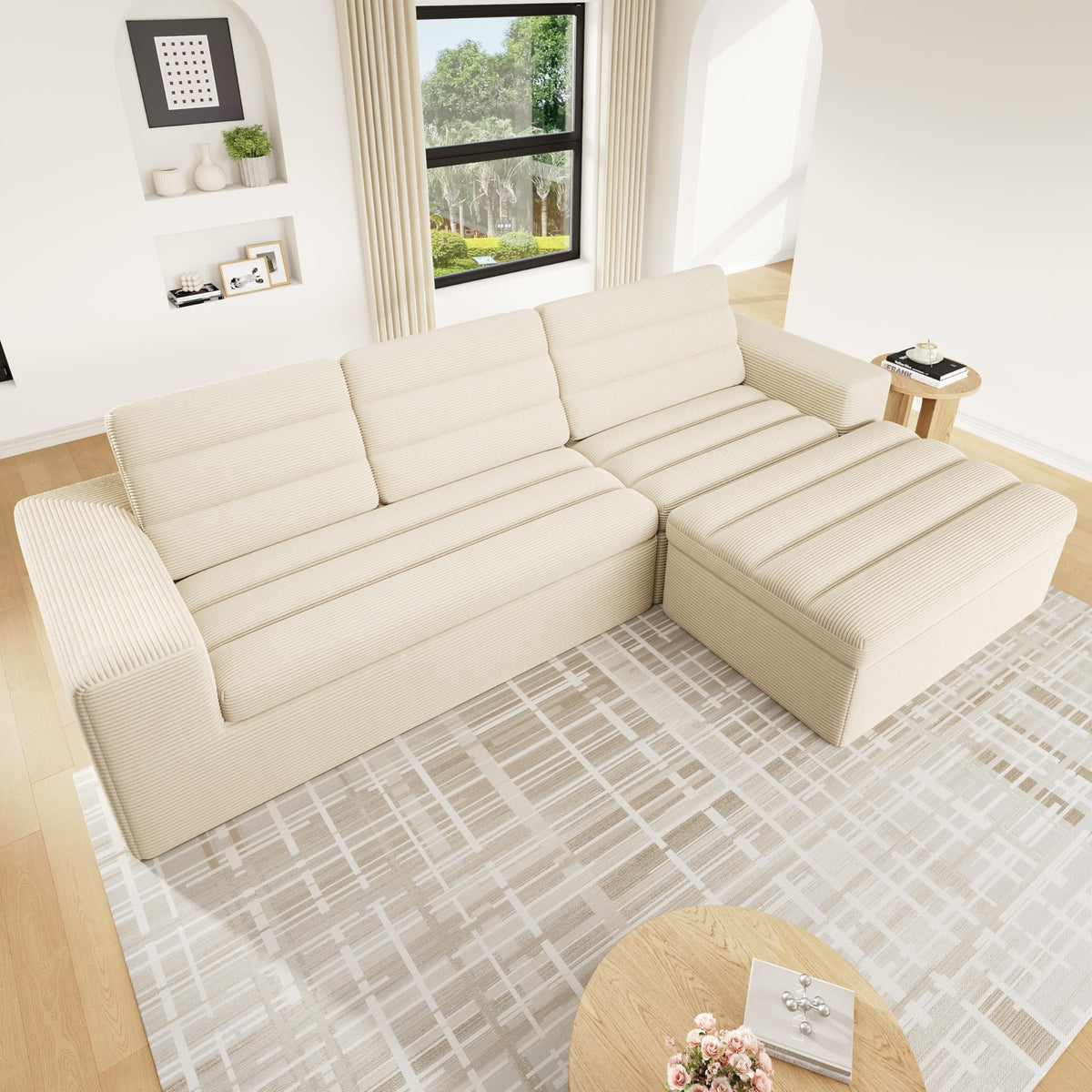 Moimhear Sofá esquinero modular en forma de L, diseño sin marco, se puede combinar libremente (gris claro)