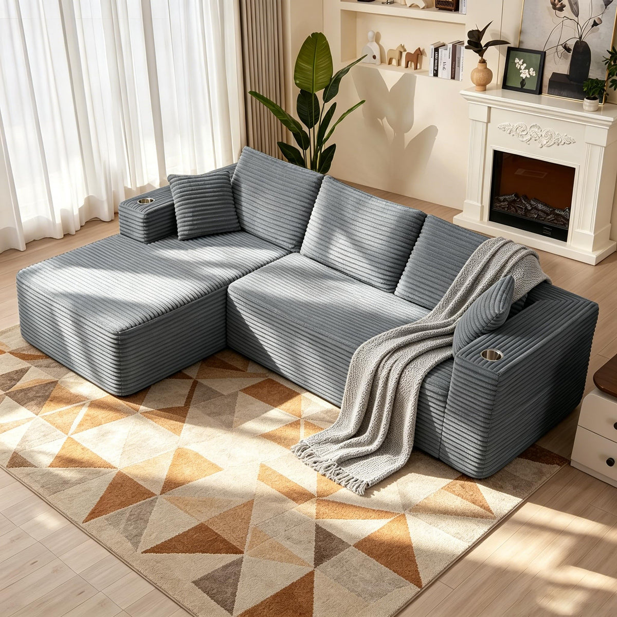 Sofa Modular sofás Comprimidos al vacío, Sofa Cama Chaise Longue 102 inch/261cm Sofá de Suelo Modular sin Estructura con Función de Dormir, Sofá para Salón o Apartamento, Negro