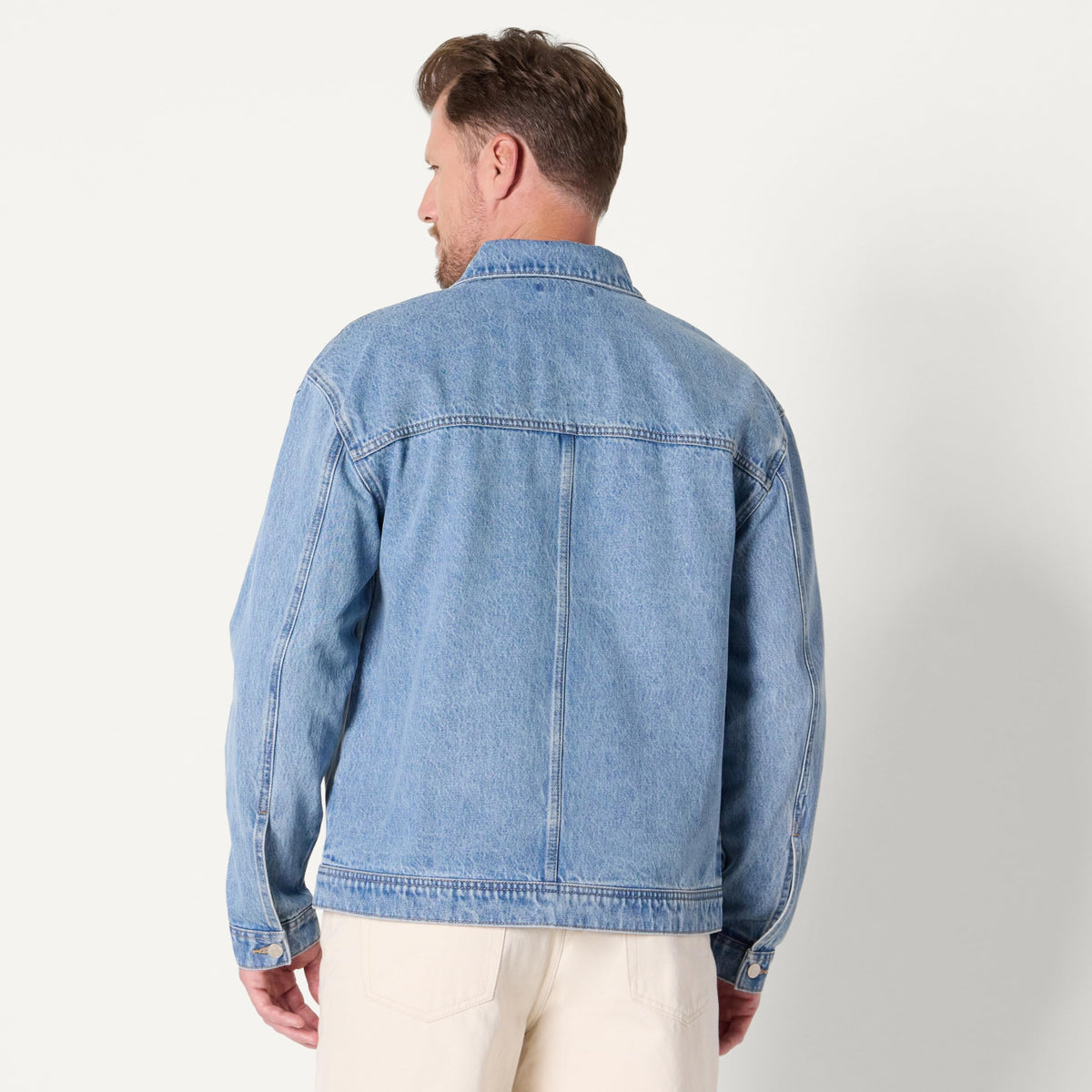 Amazon Essentials Hombre Chaqueta Funcional Vaquera Rígida de Corte Holgado