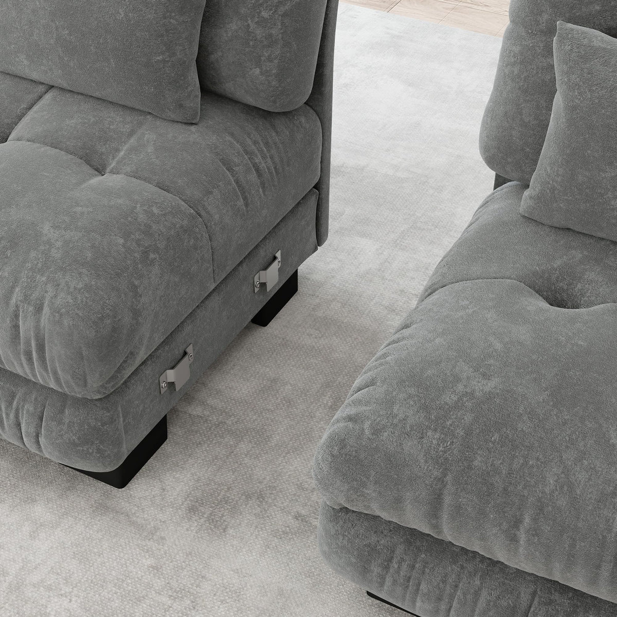 Sofá seccional Cloud en forma de L de 4 plazas con otomana móvil, ciniglia paisaje residencial con asiento profundo y reposabrazos anchos, gran sofá de sala para apartamento