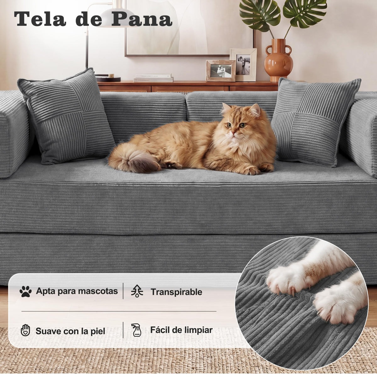 Vipbear Sofá Cama Pana 200×100×70 cm, sofá de Suelo transformable 5 en 1, Espuma de Alta Densidad, Apto para Mascotas y ergonómico, sin Montaje, Verde