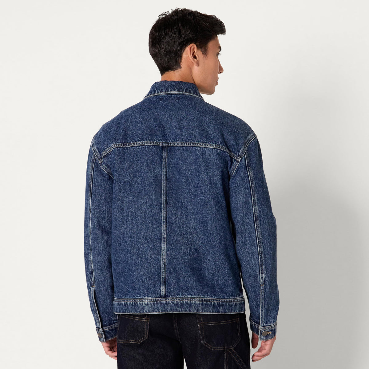Amazon Essentials Hombre Chaqueta Funcional Vaquera Rígida de Corte Holgado