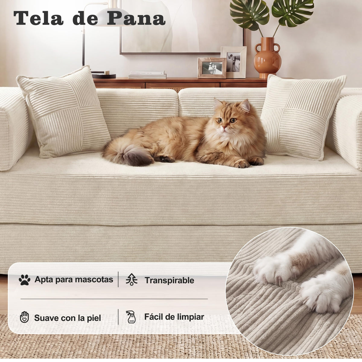 Vipbear Sofá Cama Pana 200×100×70 cm, sofá de Suelo transformable 5 en 1, Espuma de Alta Densidad, Apto para Mascotas y ergonómico, sin Montaje, Verde
