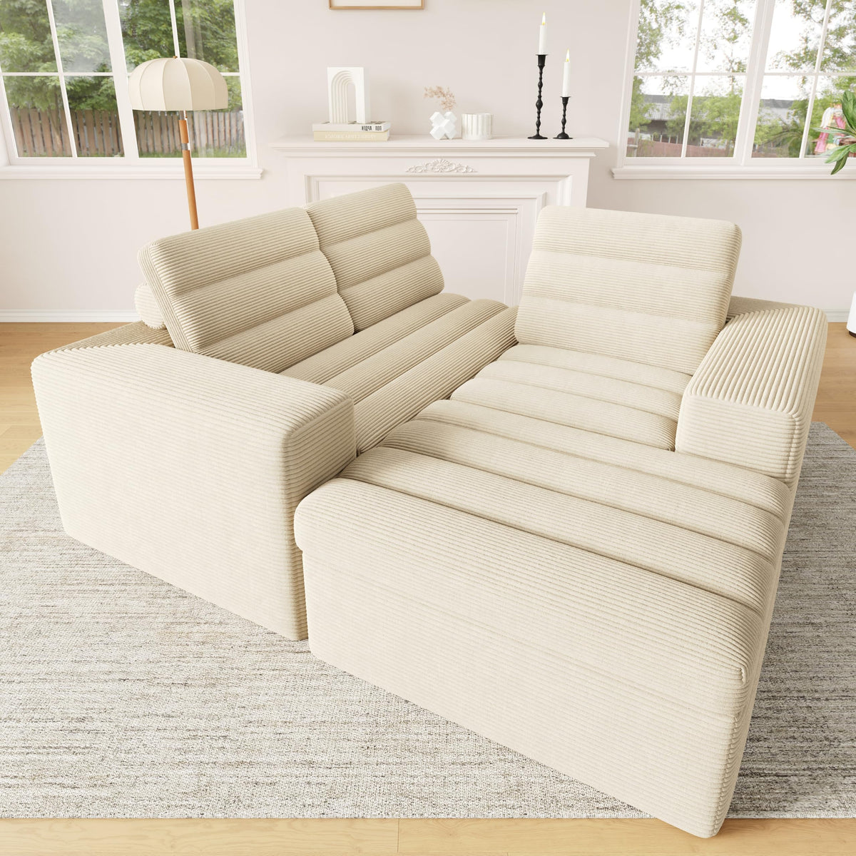Moimhear Sofá esquinero modular en forma de L, diseño sin marco, se puede combinar libremente (gris claro)