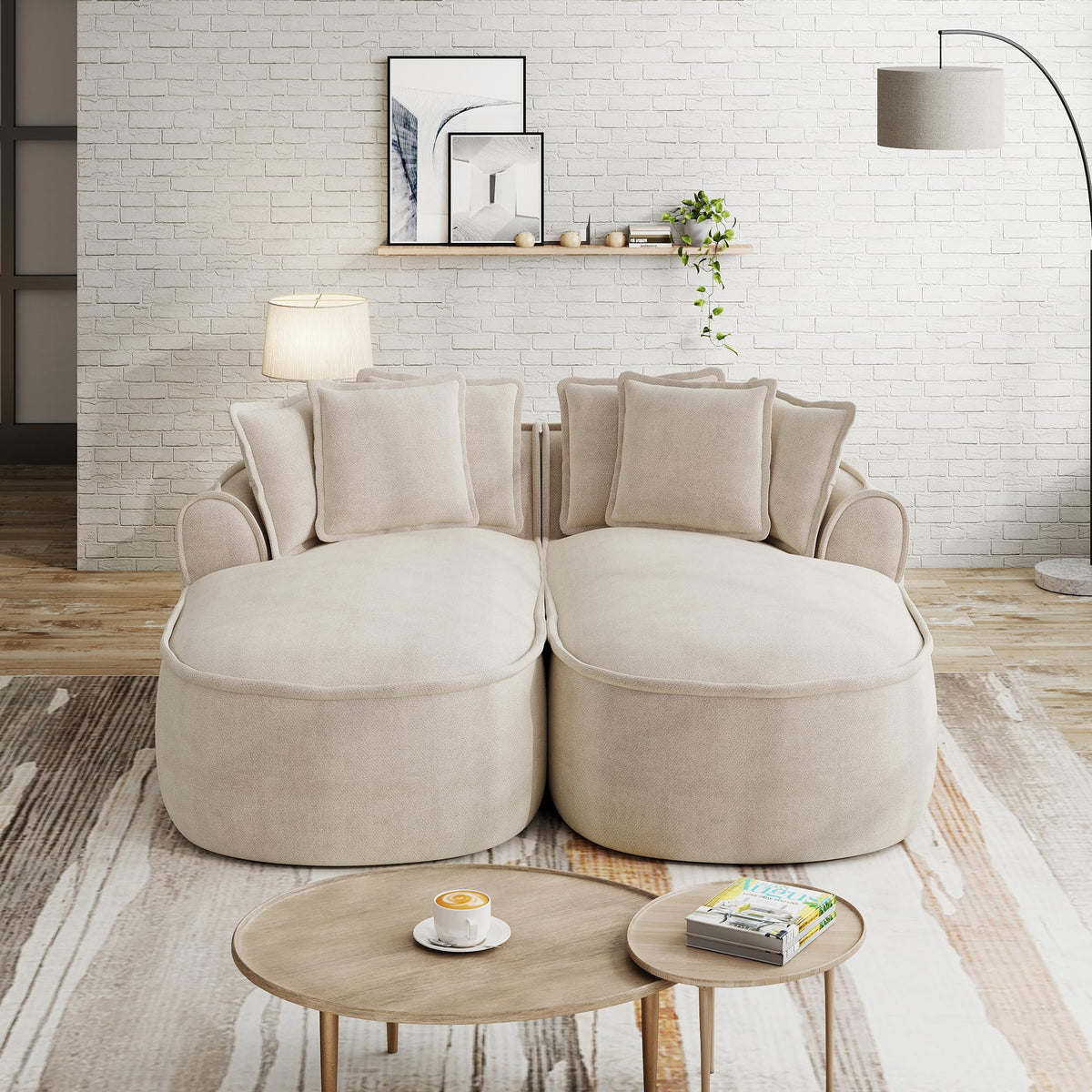 Sofá modular en forma de L sin marco, cómodo sofá de chenilla nube con asiento profundo, chaise longue moderno, extra grande, cojín ideal para salón, color verde