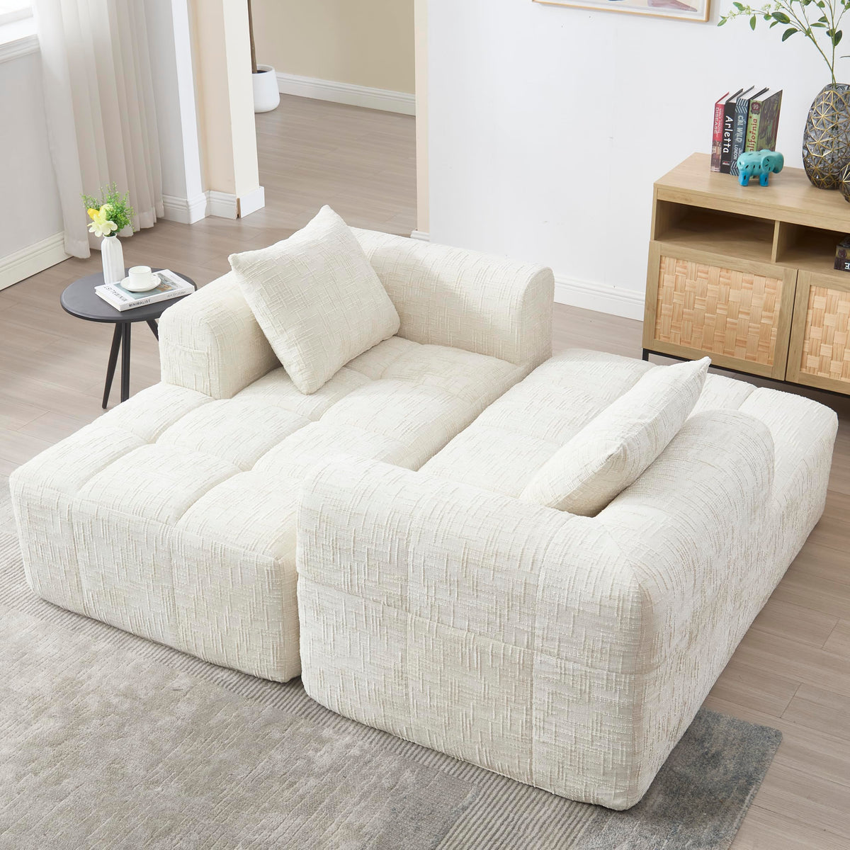 Soweiz Sofá L, seccional de 3 plazas, sofá con chaise longue y reposabrazos, 3 cojines, bolsillo lateral para mando a distancia, 250 x 158 x 60 cm