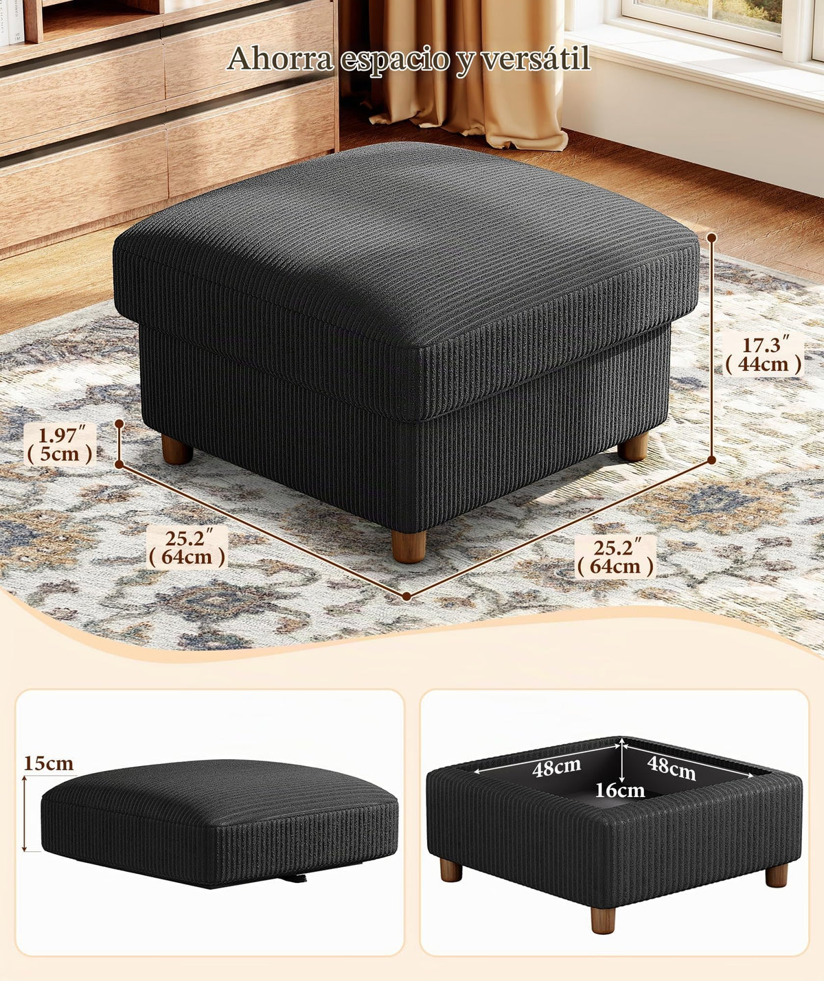 Kidirect Sofá de Pana de 3 plazas, 221 cm cómodo sofá de 53 cm Asientos Extra Profundos, sofá de salón Montaje sin Herramientas sofá Grande con 2 Cojines, sofá Moderno para Oficina,Verde Bosque