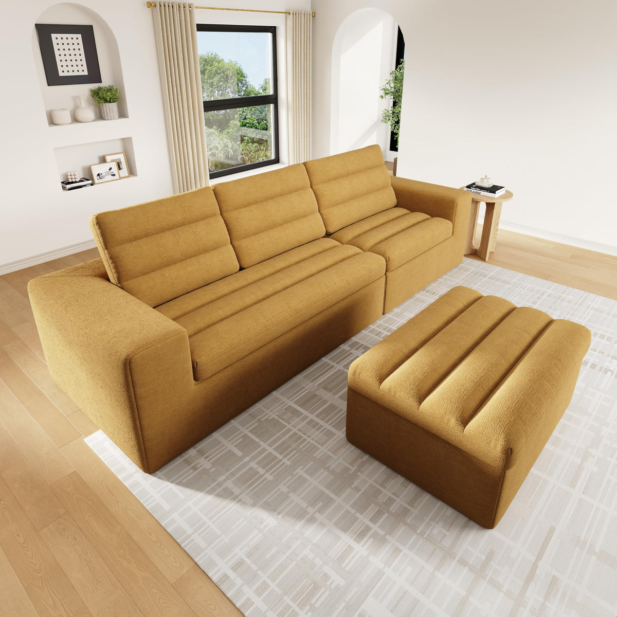 Moimhear Sofá esquinero modular en forma de L, diseño sin marco, se puede combinar libremente (gris claro)