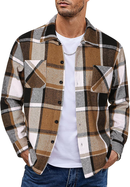 COOFANDY Sobrecamisa Hombre a Cuadros Chaqueta Leñador Casual