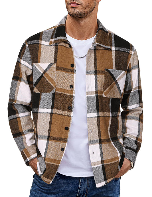 COOFANDY Sobrecamisa Hombre a Cuadros Chaqueta Leñador Casual