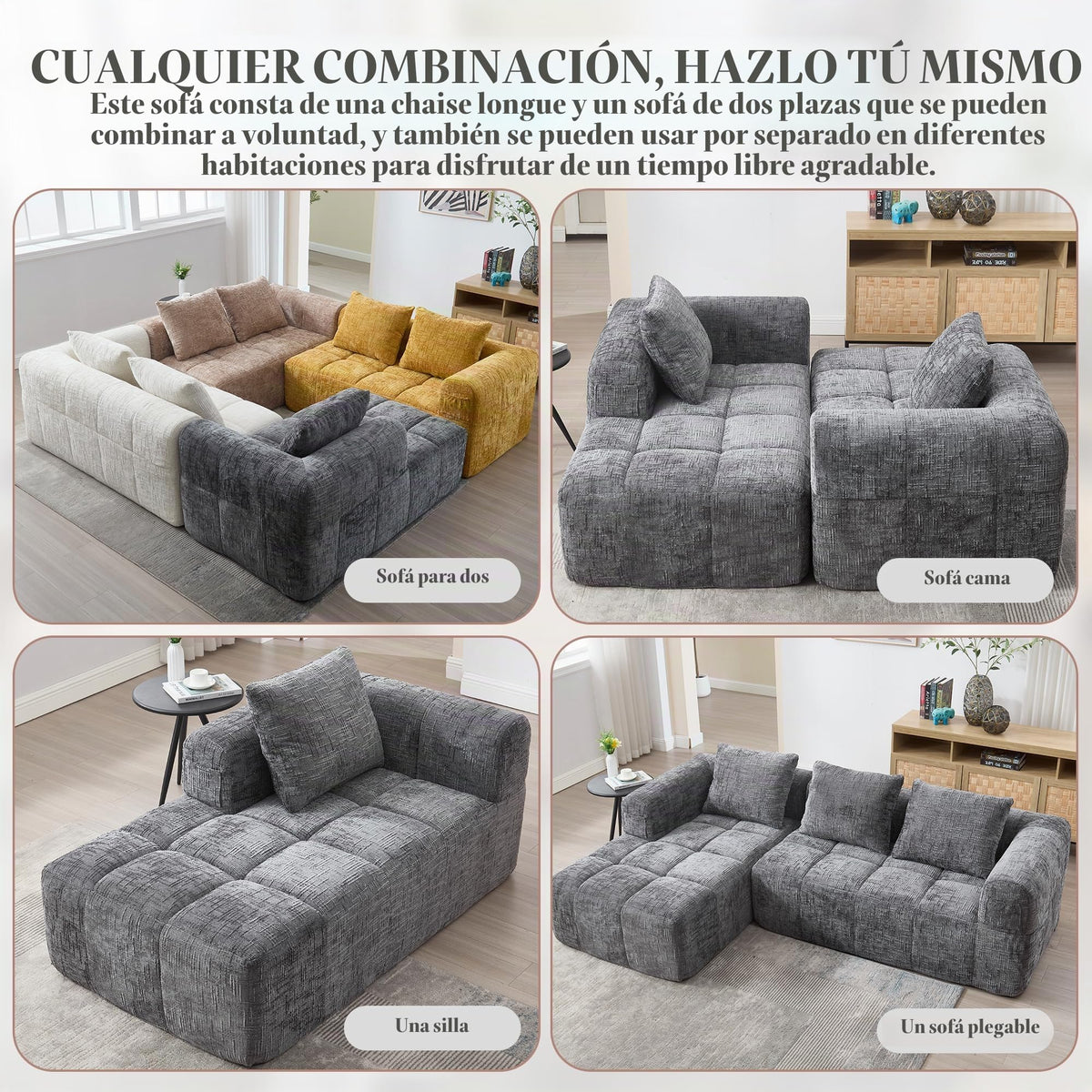 Soweiz Sofá L, seccional de 3 plazas, sofá con chaise longue y reposabrazos, 3 cojines, bolsillo lateral para mando a distancia, 250 x 158 x 60 cm