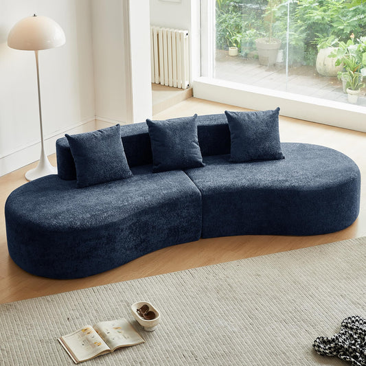 Bladez Sofá esquinero moderno curvado de 5 plazas, sofá modular de terciopelo, diseño curvado, cómodo sofá tapizado, cómodo sofá tapizado con cojines, adecuado para salón y apartamento, color blanco