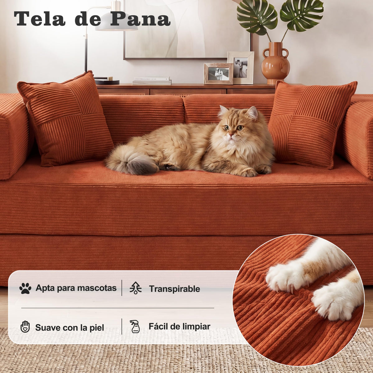 Vipbear Sofá Cama Pana 200×100×70 cm, sofá de Suelo transformable 5 en 1, Espuma de Alta Densidad, Apto para Mascotas y ergonómico, sin Montaje, Verde