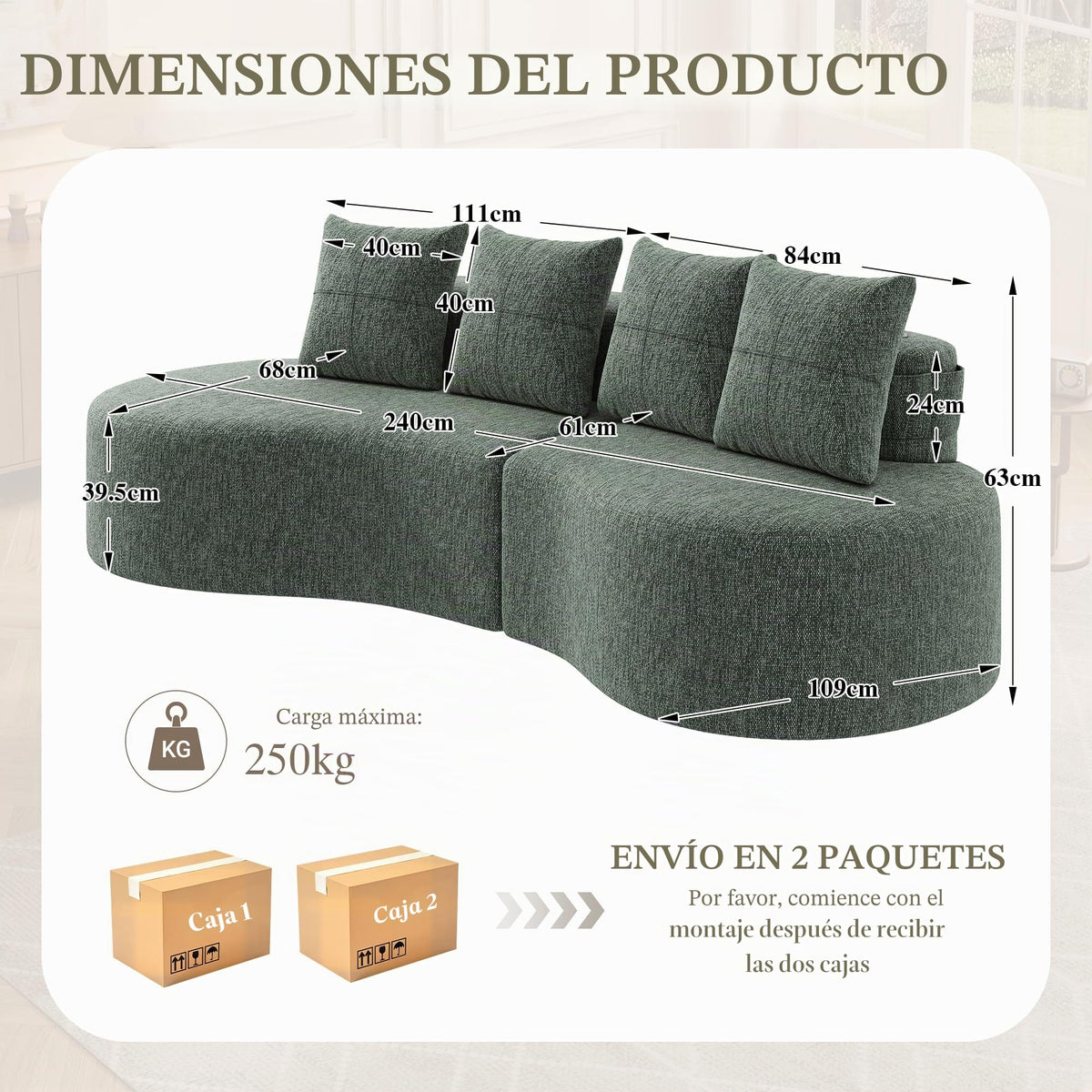 Bladez Sofá esquinero moderno curvado de 5 plazas, sofá modular de terciopelo, diseño curvado, cómodo sofá tapizado, cómodo sofá tapizado con cojines, adecuado para salón y apartamento, color blanco