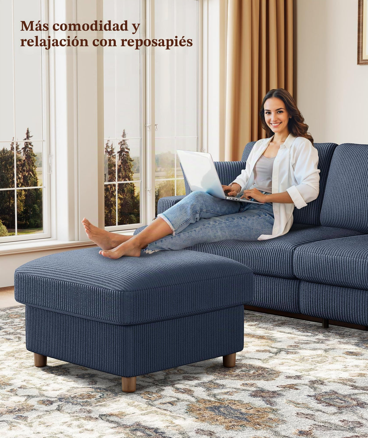 Kidirect Sofá de Pana de 3 plazas, 221 cm cómodo sofá de 53 cm Asientos Extra Profundos, sofá de salón Montaje sin Herramientas sofá Grande con 2 Cojines, sofá Moderno para Oficina,Verde Bosque