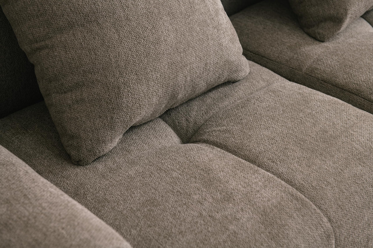 Sofá Modular 3 plazas con Chaise Longue, tapizado en Chenilla, Fundas de Cojines desenfundables (Gris Mineral, 3 plazas con Chaise Longue)