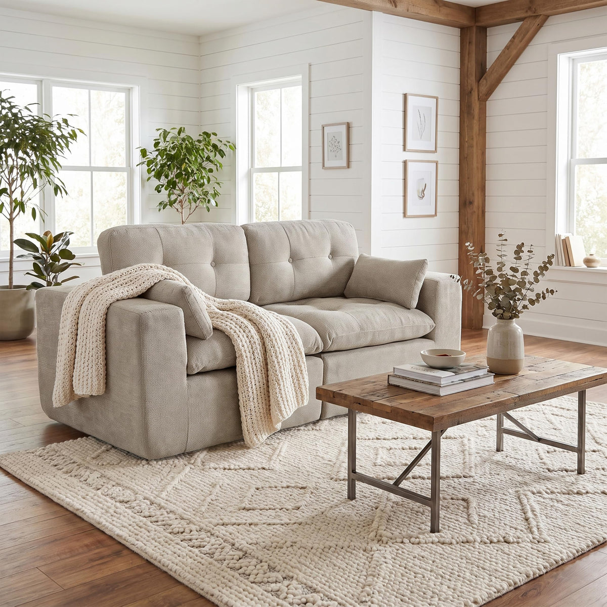 Sofá modular de 3 plazas con función de dormir, asiento extra profundo, felpilla para el hogar, sofá sin marco, sofá cama flexible para salón, verde