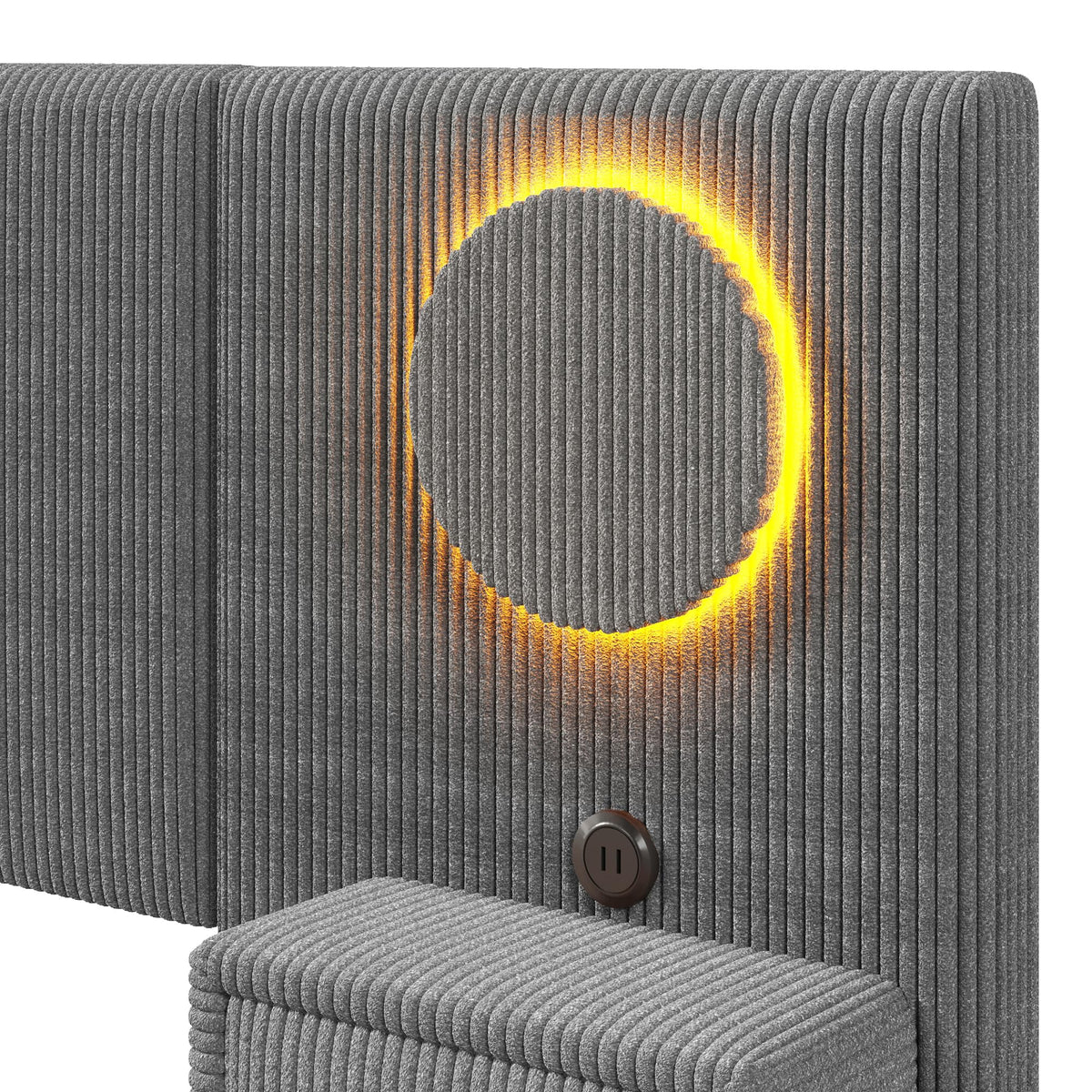 Moimhear Cama tapizada de terciopelo, cabecero LED, conectores USB, almacenamiento hidráulico