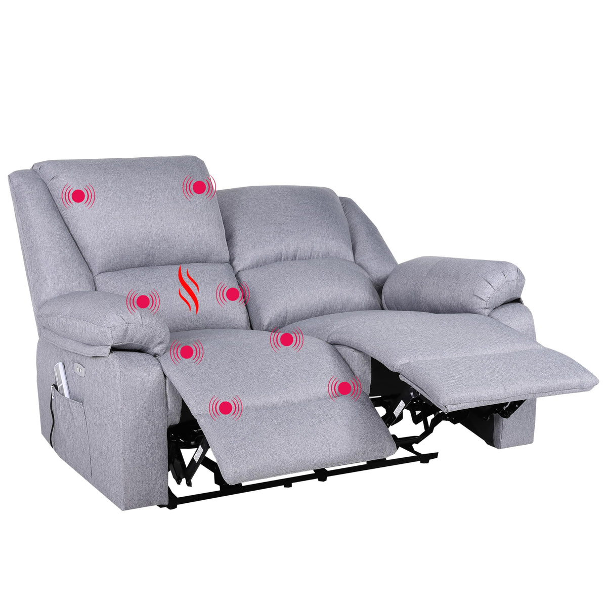 ECODE® Sofa 2 Plazas de Tela con Reclinacion Electrica y Masaje