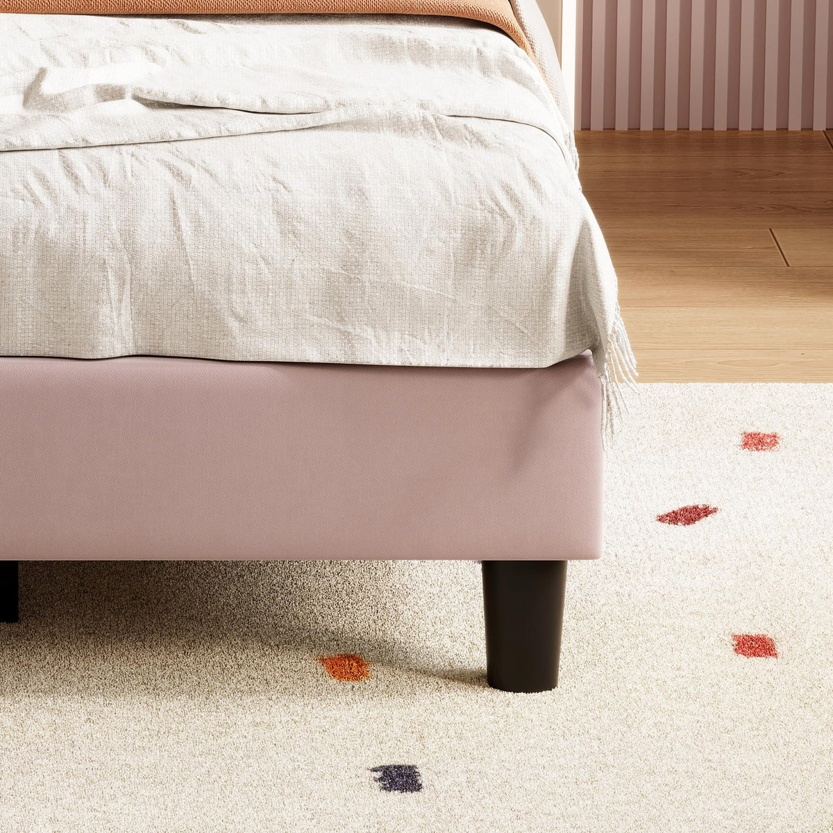Cama Infantil tapizada 140 x 200 cm con LED, Cama tapizada para niños 140 x 200 con cabecera Ajustable Marco de Camas, Camas de Princesa para Niña en Forma de Corona con Somier(Rosa, 140 x 200)