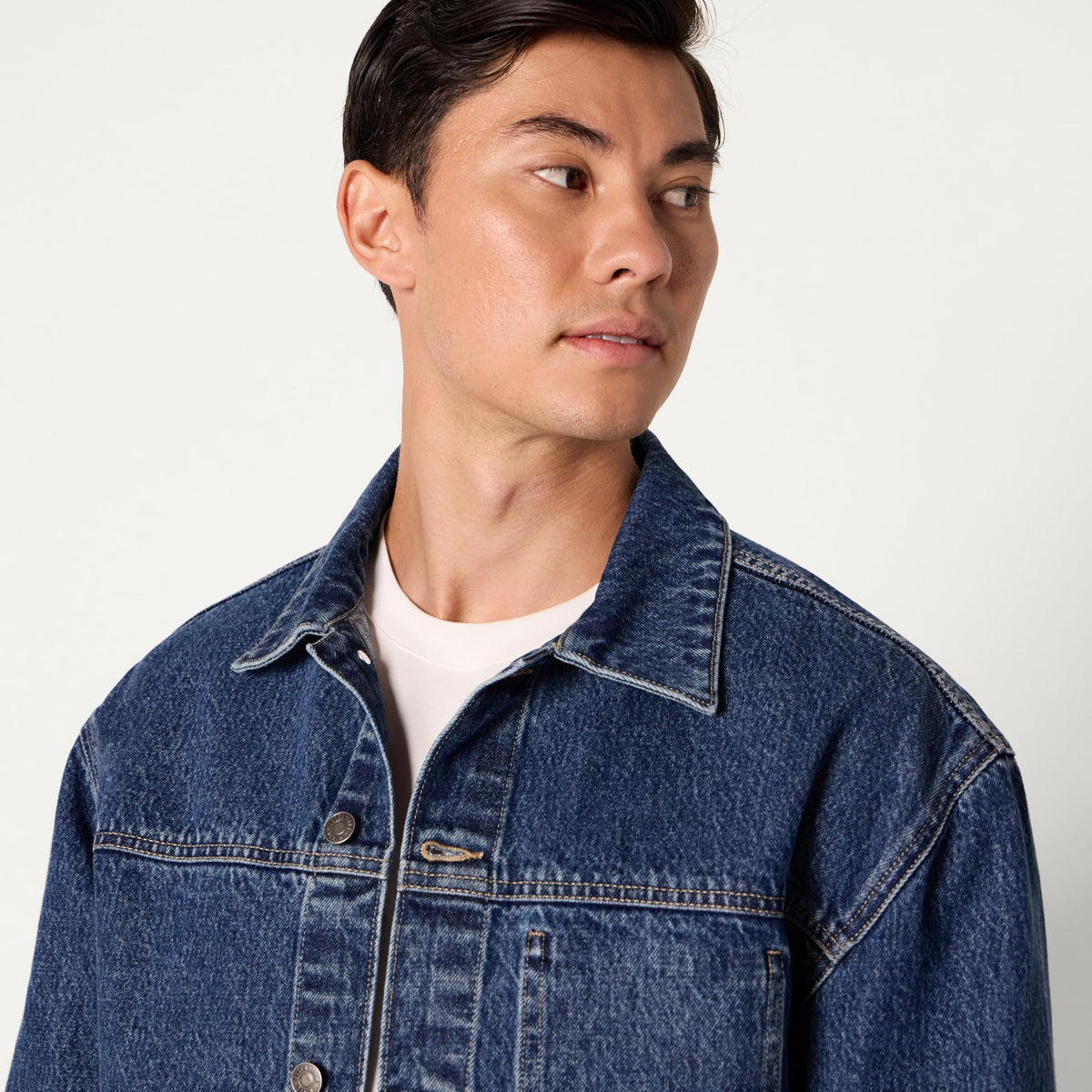 Amazon Essentials Hombre Chaqueta Funcional Vaquera Rígida de Corte Holgado
