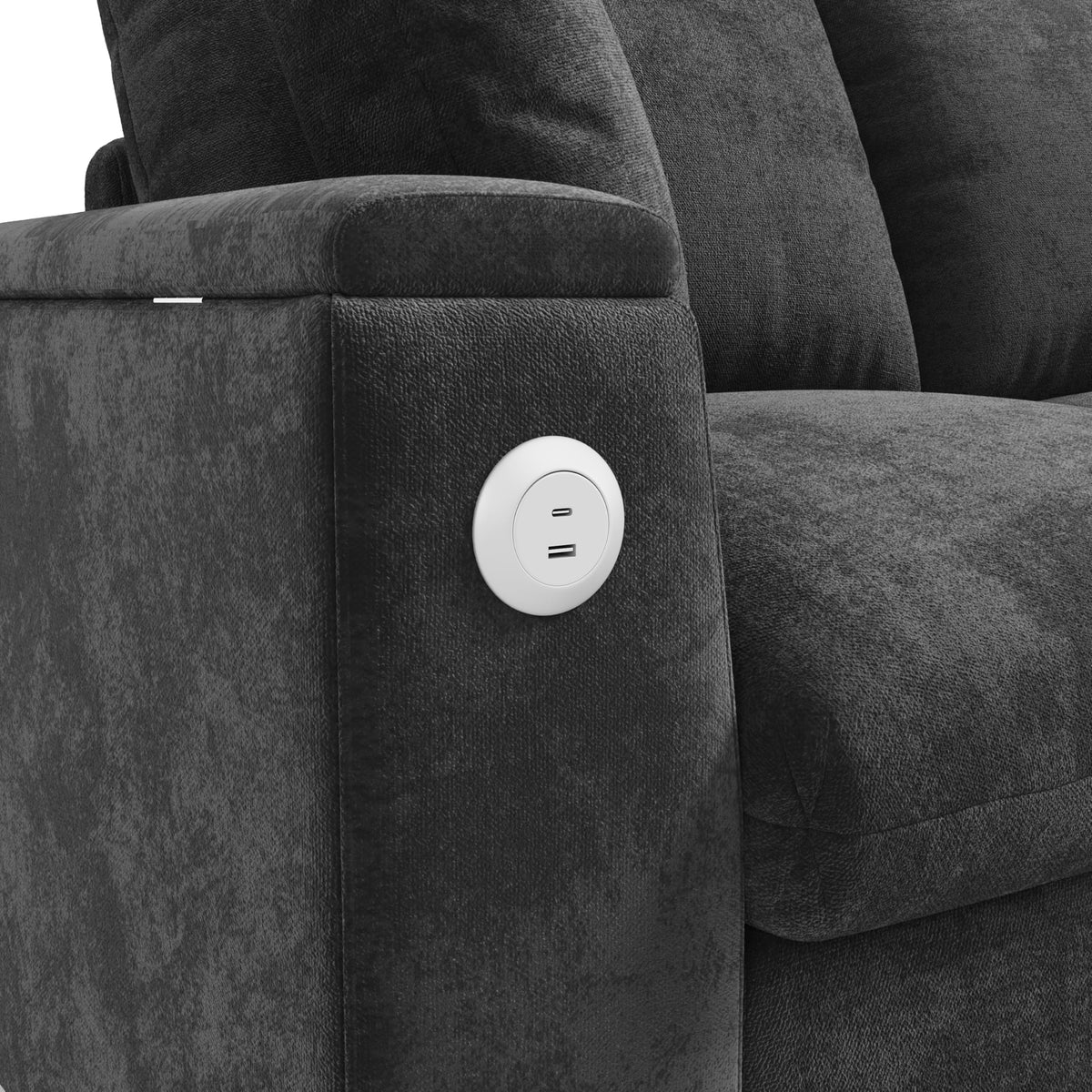 Sofá moderno de chenilla en forma de U con chaise longue, sofá esquinero de 4 plazas con espacio de almacenamiento, puerto USB y tipo C, modular, con soporte para bebidas y cojines suaves