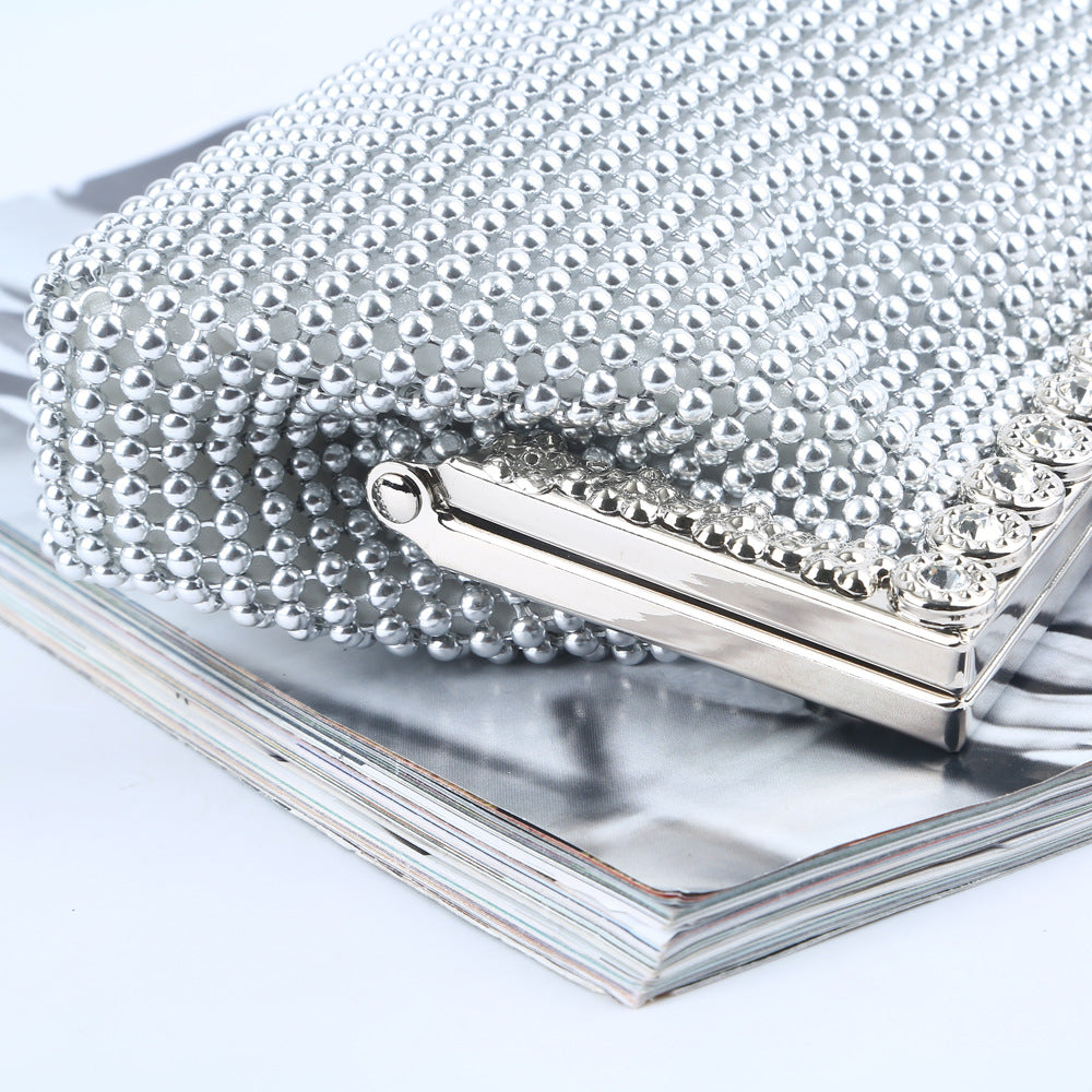 Cross-Border Ebay Aluminum Bead Evening Bag Aluminum Sheet Evening Clutch Bag Rhinestone Evening Bag Socialite Banquet Bag Factory Direct Sale