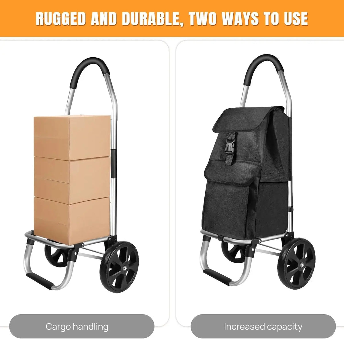 Carrito de Compras Plegable Ligero y Grande con Bolsa Impermeable, 2 Ruedas, Gran Capacidad de 40L, Marco de Aluminio Desmontable y Resistente, Carrito de Supermercado Silencioso para Subir Escaleras