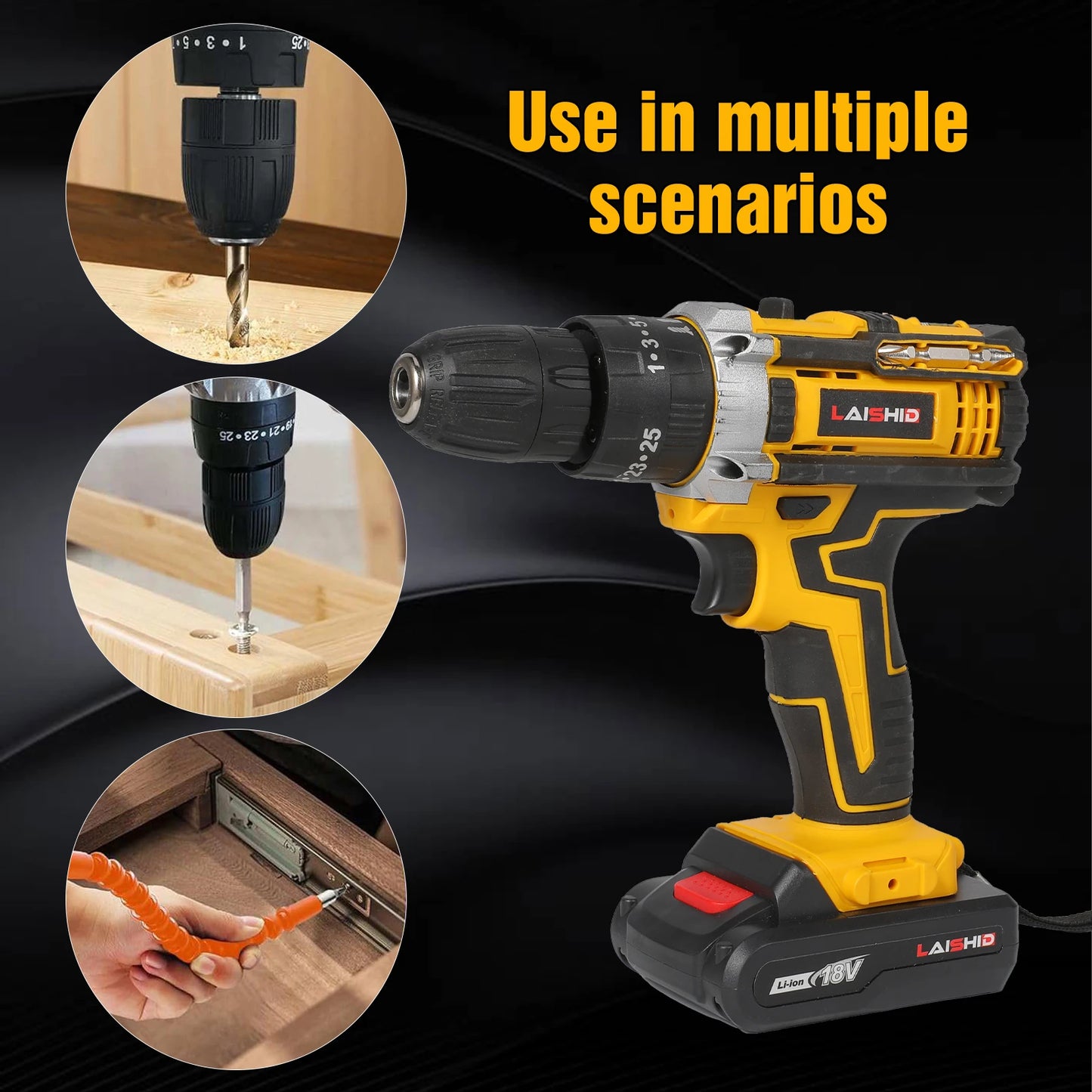 Taladro de impacto inalámbrico de 21V, destornillador eléctrico, taladro percutor eléctrico, Mini taladro manual inalámbrico, herramientas eléctricas con batería de iones de litio