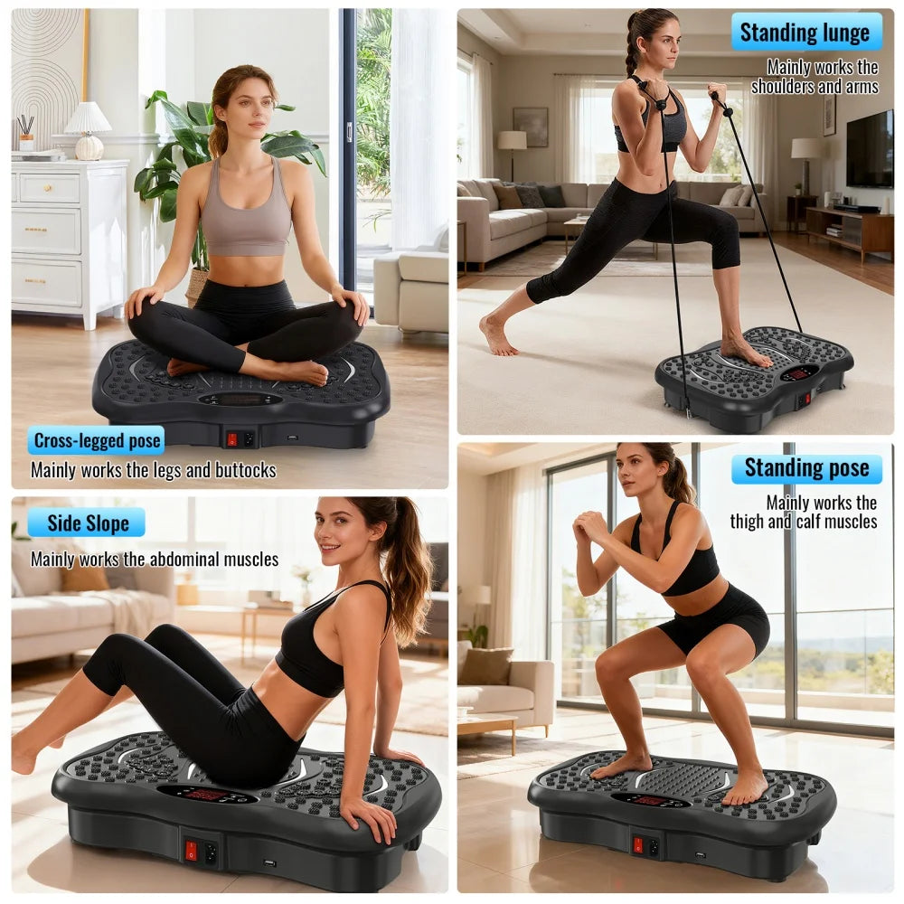 Plataforma Vibratoria de Ejercicio de 150W con Enchufe Europeo, 99 Velocidades, Capacidad de Carga de 150KG, Motor Ultra Silencioso con Control Remoto para Gimnasio en Casa