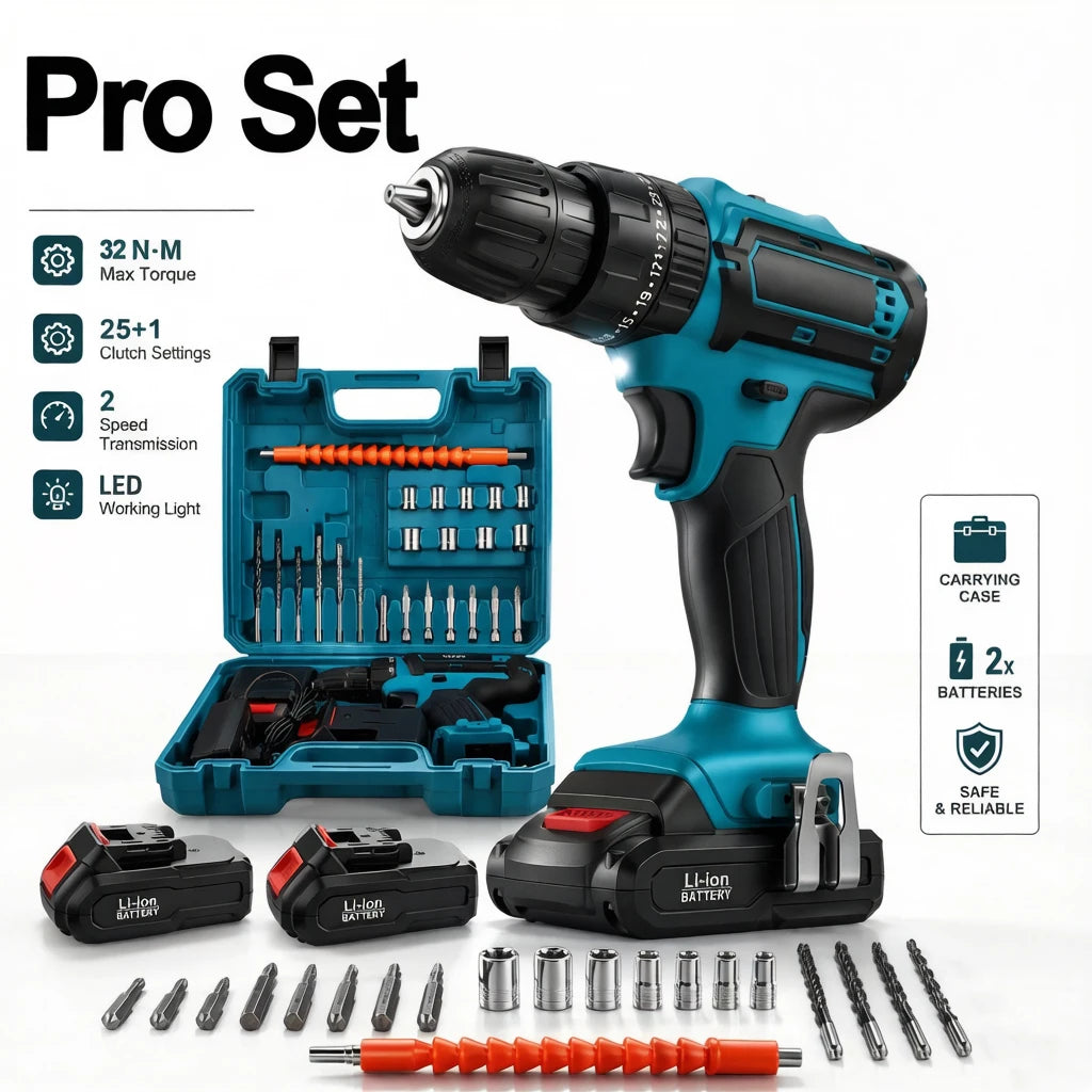 Taladro de impacto inalámbrico de 21V, destornillador eléctrico, taladro percutor eléctrico, Mini taladro manual inalámbrico, herramientas eléctricas con batería de iones de litio