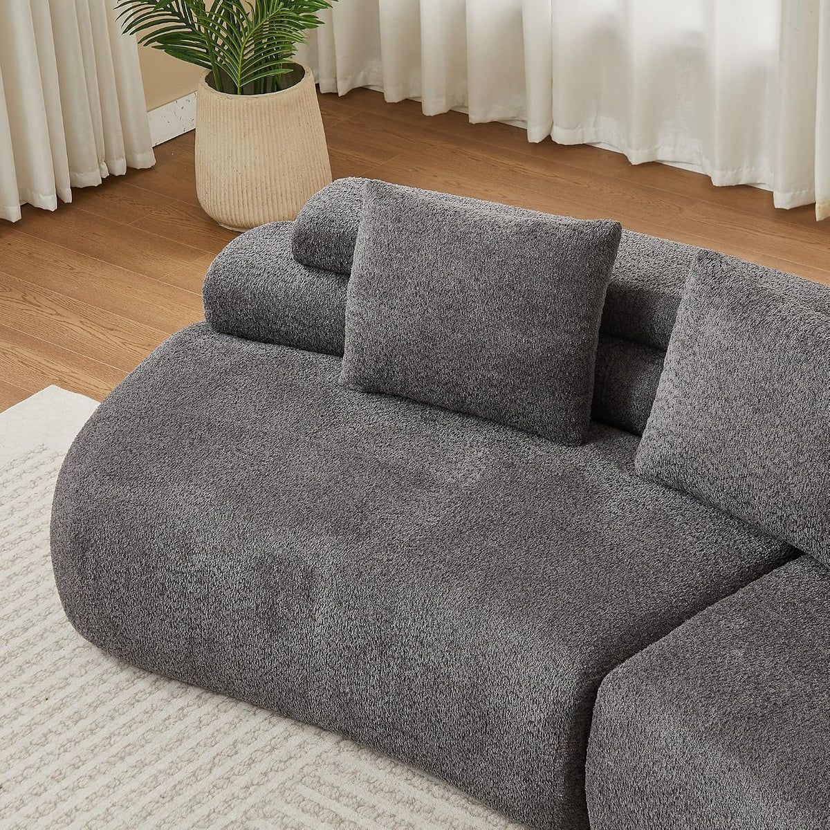 Bladez Sofá modular de 4 plazas chenilla sofá curvado en la nube gris